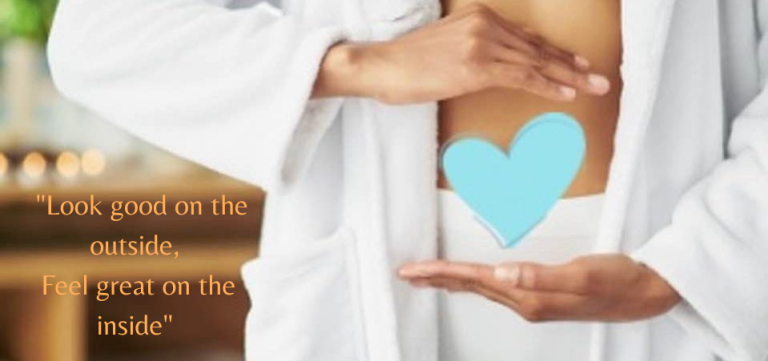 Clinic Ealing London Person in a bathrobe forming a heart shape over their stomach.